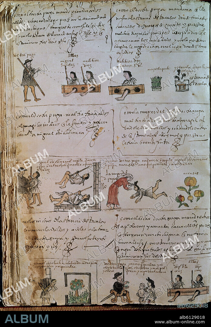 CODICE OSUNA - HISTORIA DEL DOCTOR PUGA - ILUSTRACIONES SOBRE LOS ABUSOS COMETIDOS CON LOS INDIOS - 1570.