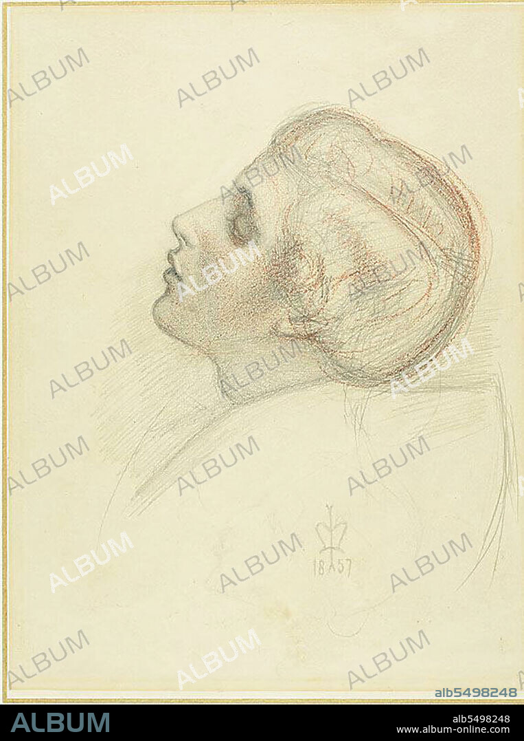 JOHN EVERETT MILLAIS. Study for the Head of the Rescuing Lover in Escape of the Heretic, 1857.