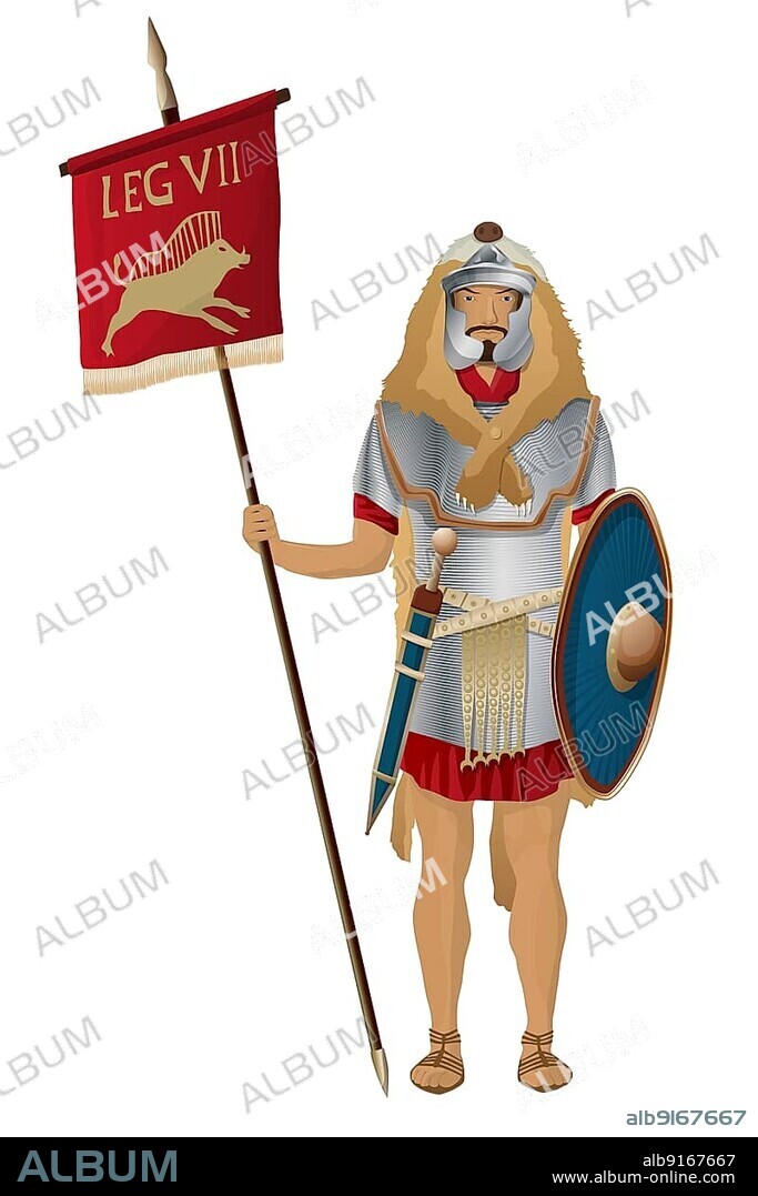 Roman vexillarius soldier vector over white