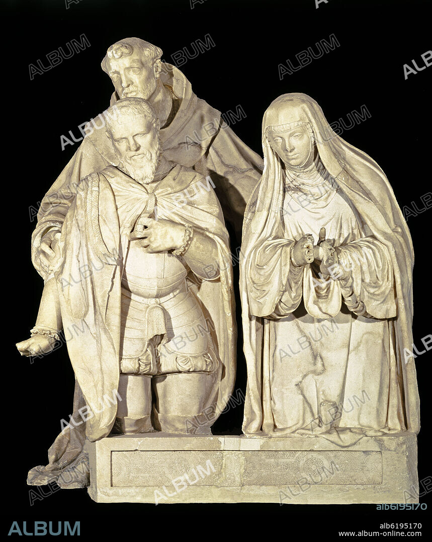 LEONE LEONI (1509-92). GRUPO ESCULTORICO DE DON FRANCISCO ERASO Y SU ESPOSA PROTEGIDOS POR SAN FRANCISCO - SIGLO XVI.