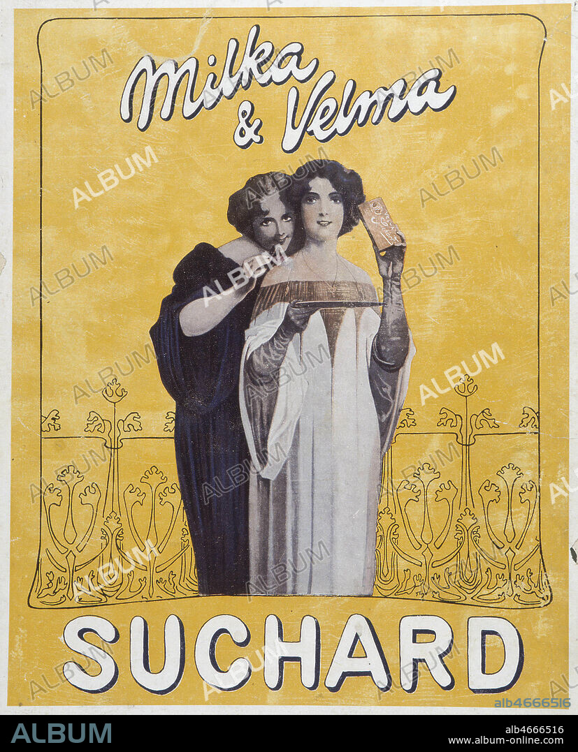 'Milka & Velma, Suchard'. Publicite parue dans Femina le 01 juin 1910. Credit : Collection KHARBINE-TAPABOR.