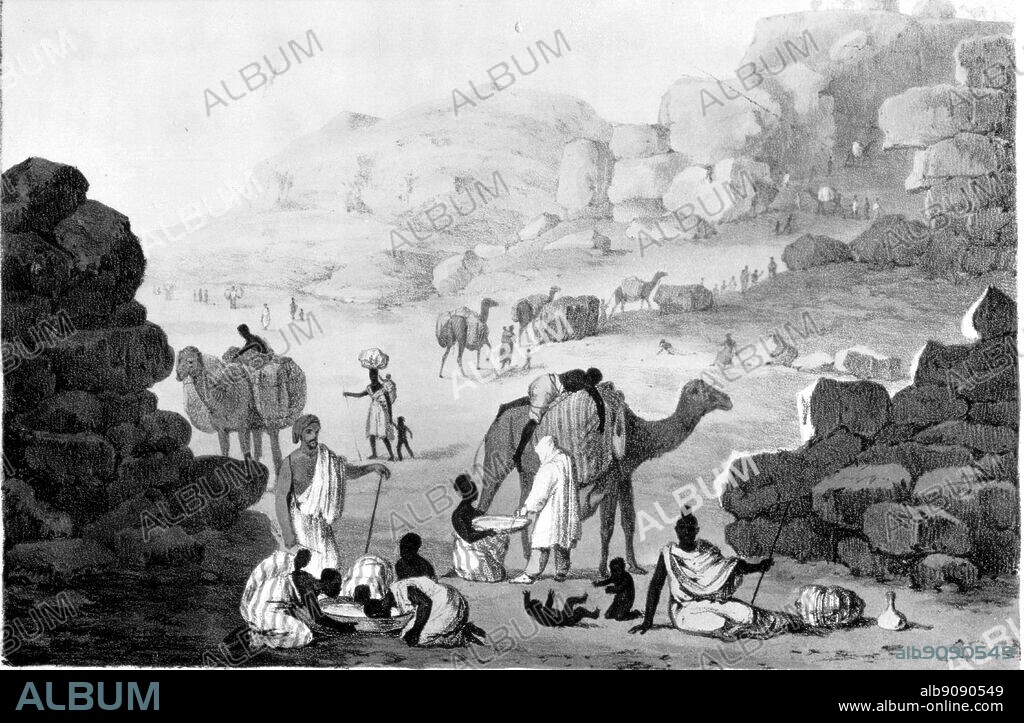 A slave caravan. From a drawing by G. F. Lyon in his Travels in North Africa.