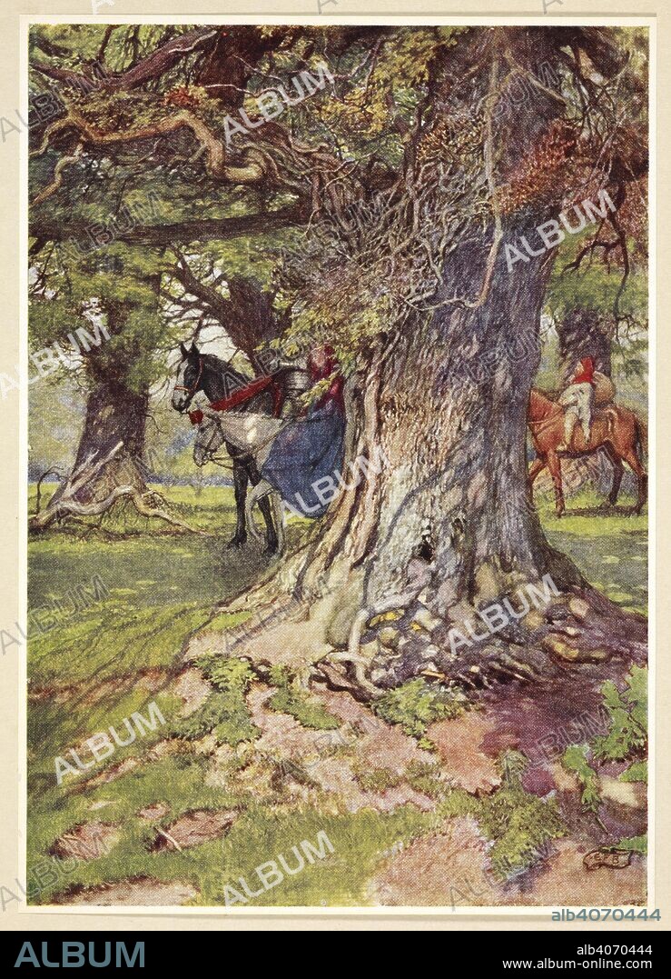 ELEANOR FORTESCUE-BRICKDALE. Una and the Red Cross Knight. Eleanor Fortescue Brickdale's Golden Book of Famous Women. [The text by various authors. The illustrations by E. F. Brickdale.]. London : Hodder & Stoughton, [1919]. Source: LR.26.c.10 opposite page 96.