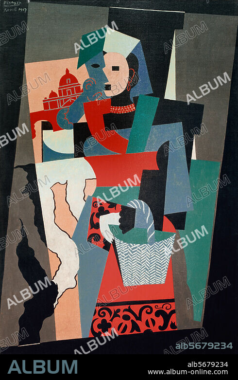 PABLO PICASSO. Picasso, Pablo 1881-1973. "L'italienne" (the Italian woman), Rome, 1917. Oil on canvas, 149.5 × 101.5cm. Zurich, Stiftung Sammlung E.G.Bührle.