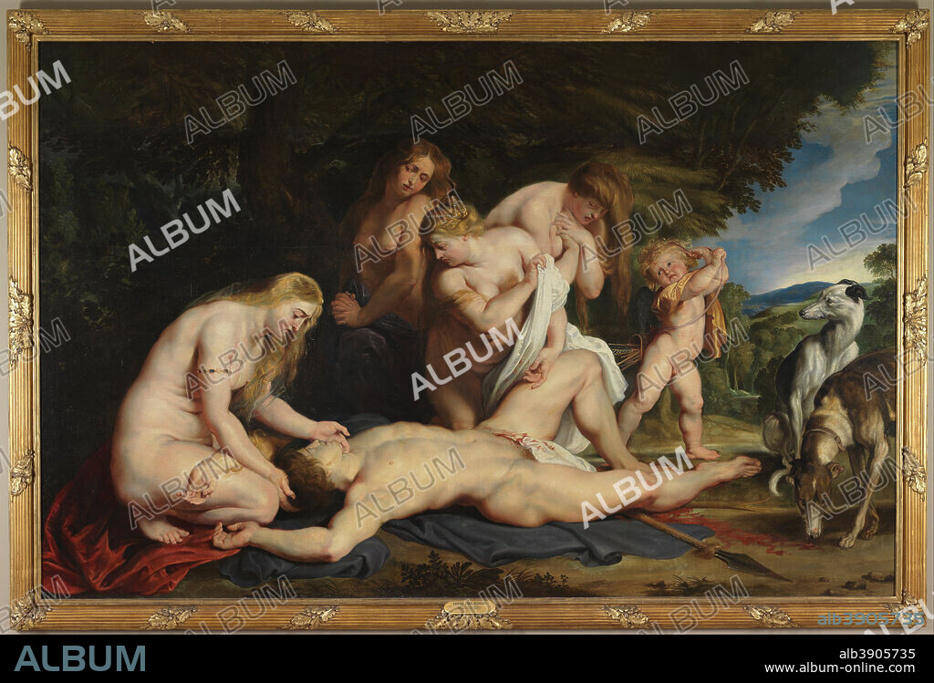 PETER PAUL RUBENS. The Death of Adonis (with Venus, Cupid, and the Three Graces). Date/Period: Ca. 1614. Painting. Oil on canvas Oil on canvas.