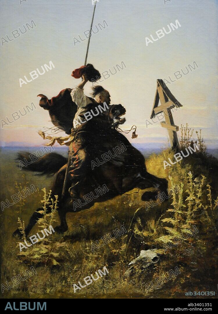 Alfons Dunin-Borkowski (1850-1918). Polish painter. Cossack in the Steppe, 1881. Silesian Museum. Katowice. Poland.