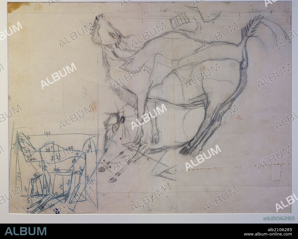 PIEZAS DE LA EXPOSICION "ARTE SIN ARTISTAS": CALCO Y CROQUIS DEL BISONTE DE ALTAMIRA (CANTABRIA). AUTOR: HENRI BREUIL, 1900-1902.