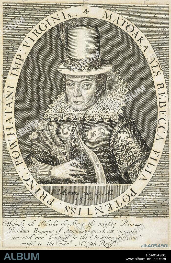 JOHN SMITH. Pocahontas, Matoaka (1595-1617). Native American Princess. Portrait. The Generall Historie of Virginia, New-England, and the Summer Isles: with the names of the Adventurers. Planters, and Governours, from the first beginning An. 1584 to this present 1626 . M. Sparkes; London, 1624.    . Source: G.7037, after 122.