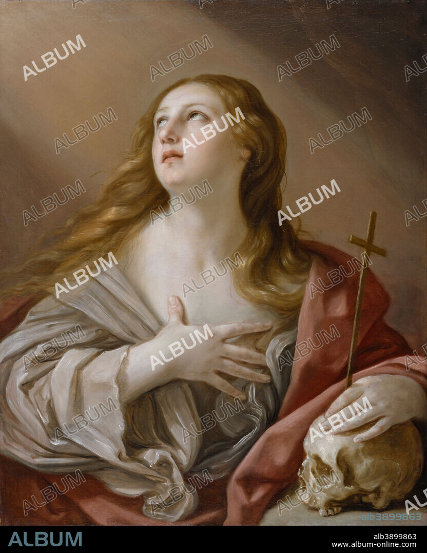 GUIDO RENI. The Penitent Magdalene. Date/Period: Ca. 1635 (Baroque). Painting. Oil on canvas. Height: 90.8 cm (35.7 in); Width: 74.3 cm (29.2 in).