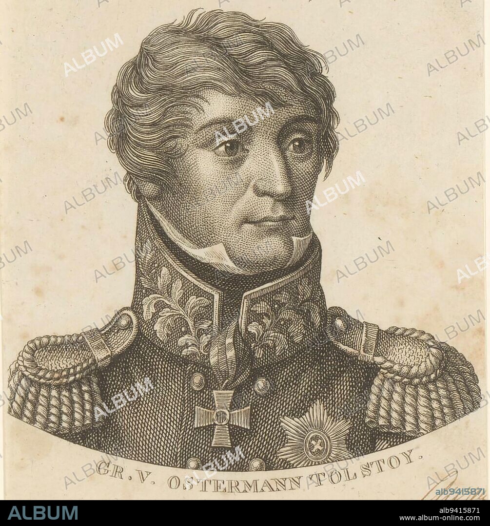 Portrait of Alexander Iwanowitsch, Count Ostermann-Tolstoy, print maker: Ernst Ludwig Riepenhausen, 1775 - 1840, paper, engraving, h 104 mm - w 85 mm.