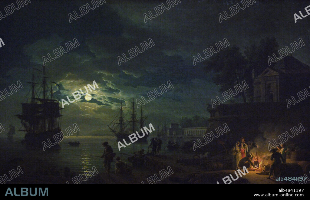 Claude Joseph Vernet (1714-1789). French painter. The night. A port in the moonlight, 1771. Louvre Museum. Paris. France.
