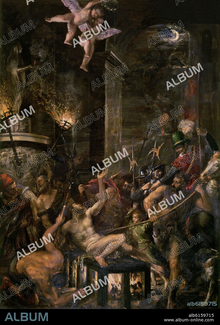 TIZIANO VECELLIO DE GREGORIO-TICIANO-. MARTIRIO DE SAN LORENZO - 1564-67 - O/L - 440x320 - RENACIMIENTO ITALIANO.