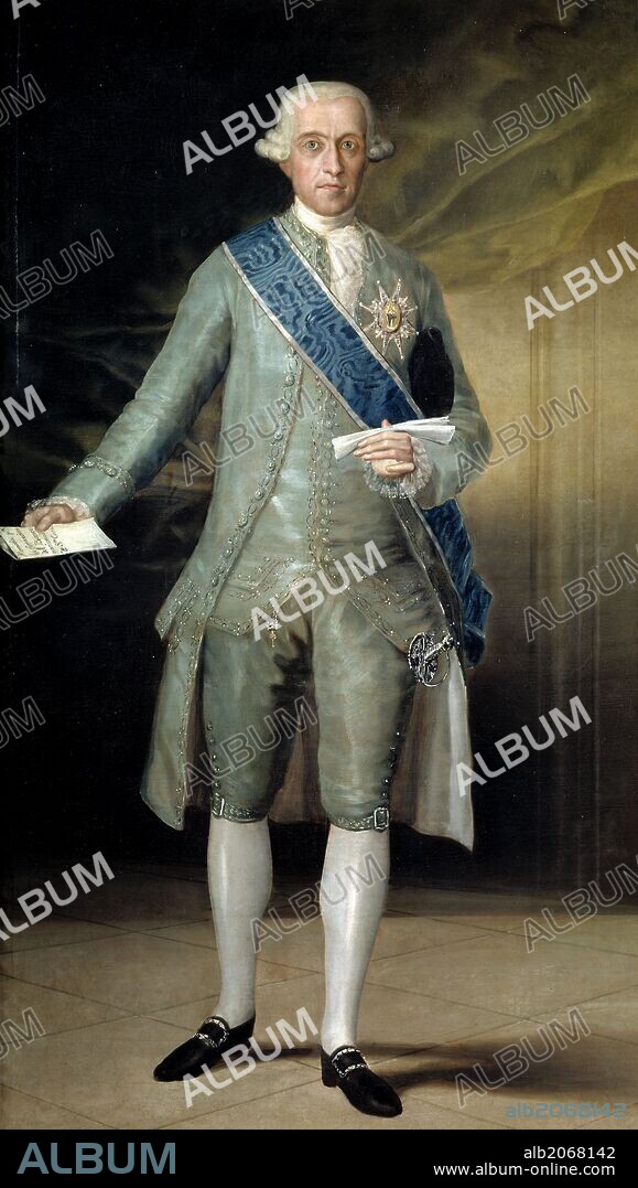Francisco de Goya y Lucientes / 'José Moñino y Redondo, conde de Floridablanca', 1783, Escuela Española, Óleo sobre Lienzo, 196 cm x 116,5 cm, P03255.