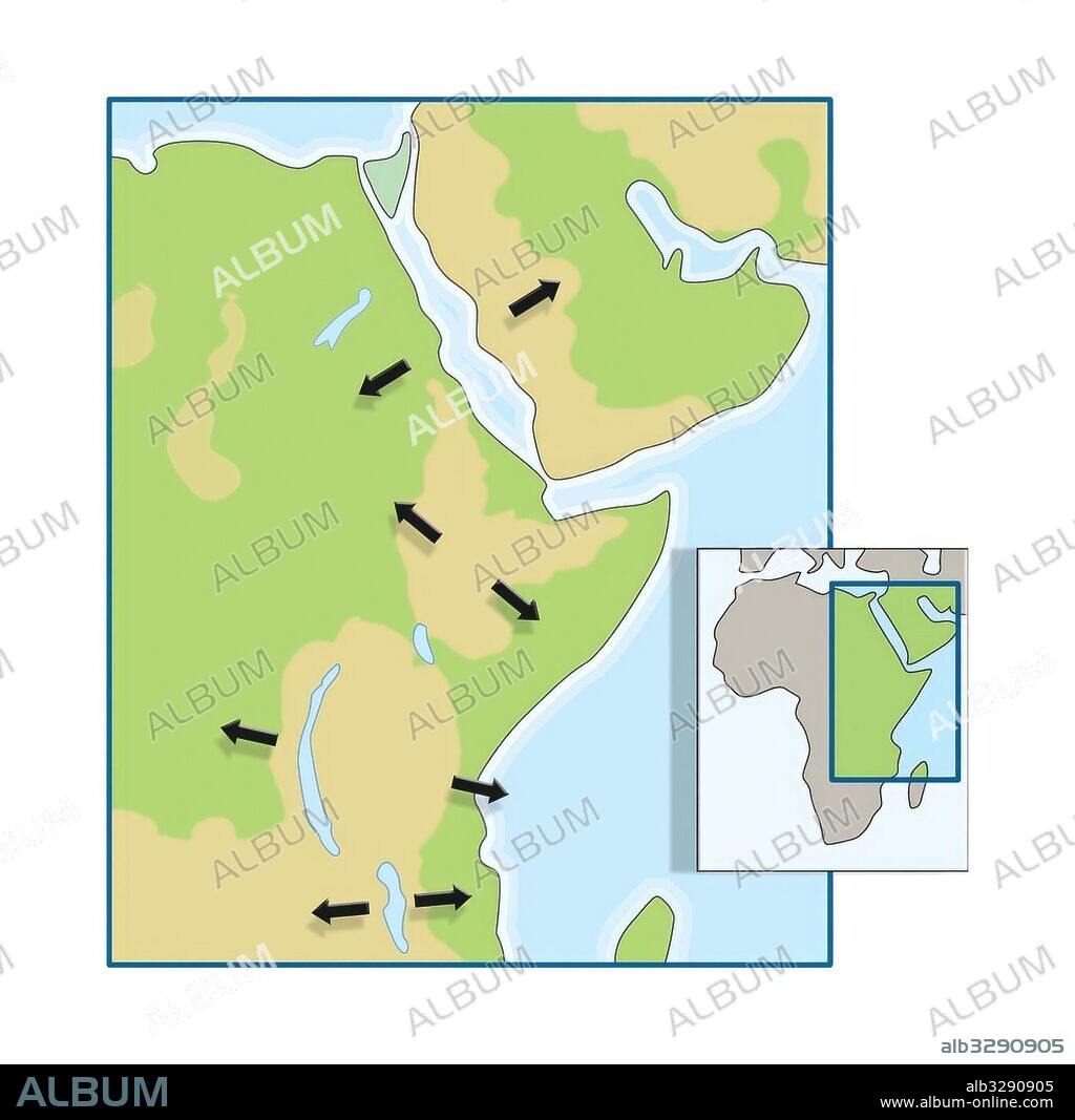 Gran Valle del Rift - Inicio de la separación de la placa africana, con el tiempo se formará una nueva placa.