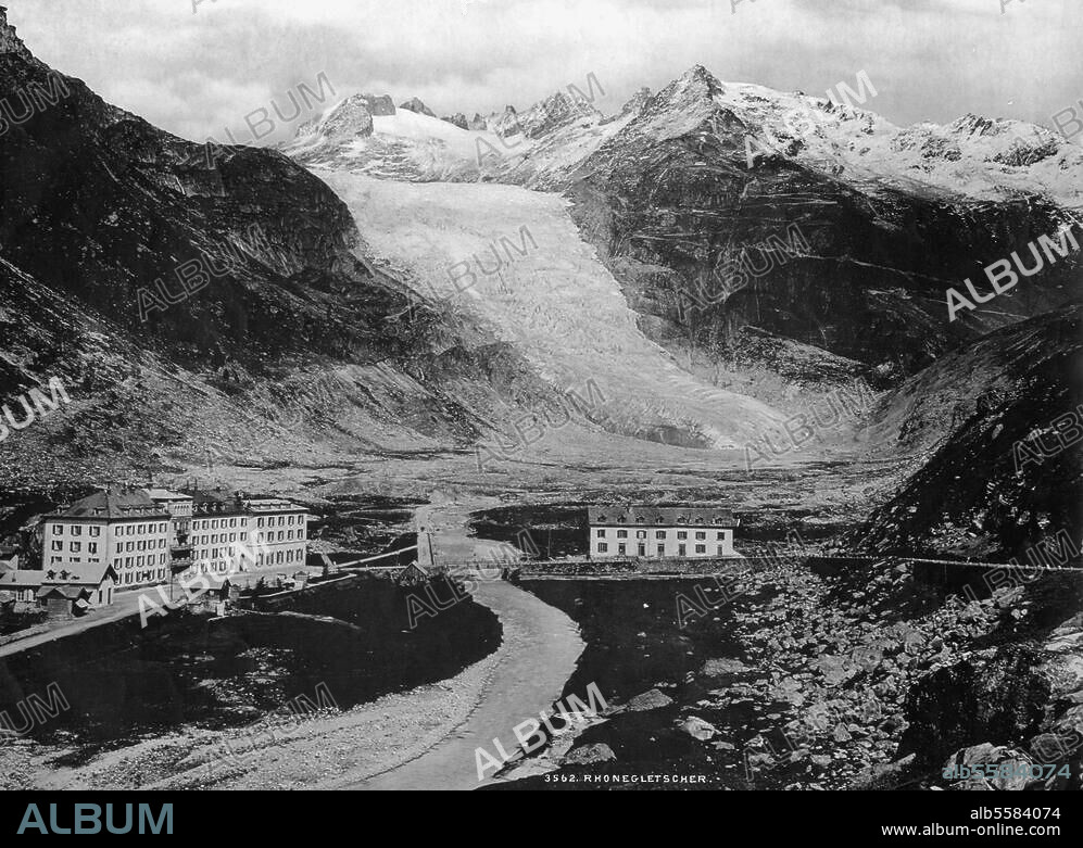 Rhonegletscher. Blick auf den Rhonegletscher. Photographie, um 1890.