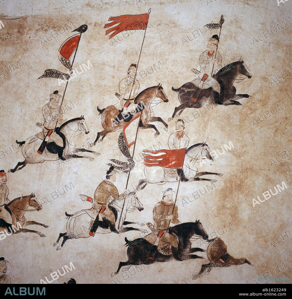 Hunting Scene-Wall Painting  Chinese Art.