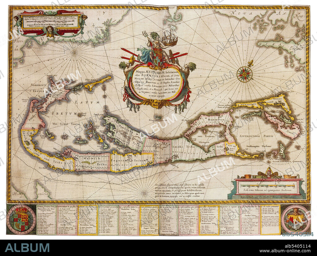 Joan Blaeu, Bermuda Map, 17th Century