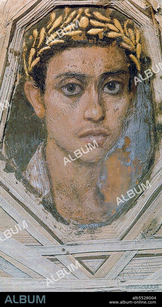 Mummy portraits or Fayum mummy portraits (also Faiyum mummy portraits) is the modern term given to a type of naturalistic painted portraits on wooden boards attached to mummies from the Coptic period. They belong to the tradition of panel painting, one of the most highly regarded forms of art in the Classical world. In fact, the Fayum portraits are the only large body of art from that tradition to have survived. Mummy portraits have been found across Egypt, but are most common in the Faiyum Basin, particularly from Hawara and Antinoopolis, hence the common name. 'Faiyum Portraits' is generally thought of as a stylistic, rather than a geographic, description. While painted Cartonnage mummy cases date back to pharaonic times, the Faiyum mummy portraits were an innovation dating to the Coptic period at the time of the Roman occupation of Egypt. They date to the Roman period, from the late 1st century BCE or the early 1st century CE onwards. It is not clear when their production ended, but recent research suggests the middle of the 3rd century. They are among the largest groups among the very few survivors of the highly prestigious panel painting tradition of the classical world, which was continued into Byzantine and Western traditions in the post-classical world, including the local tradition of Coptic iconography in Egypt.