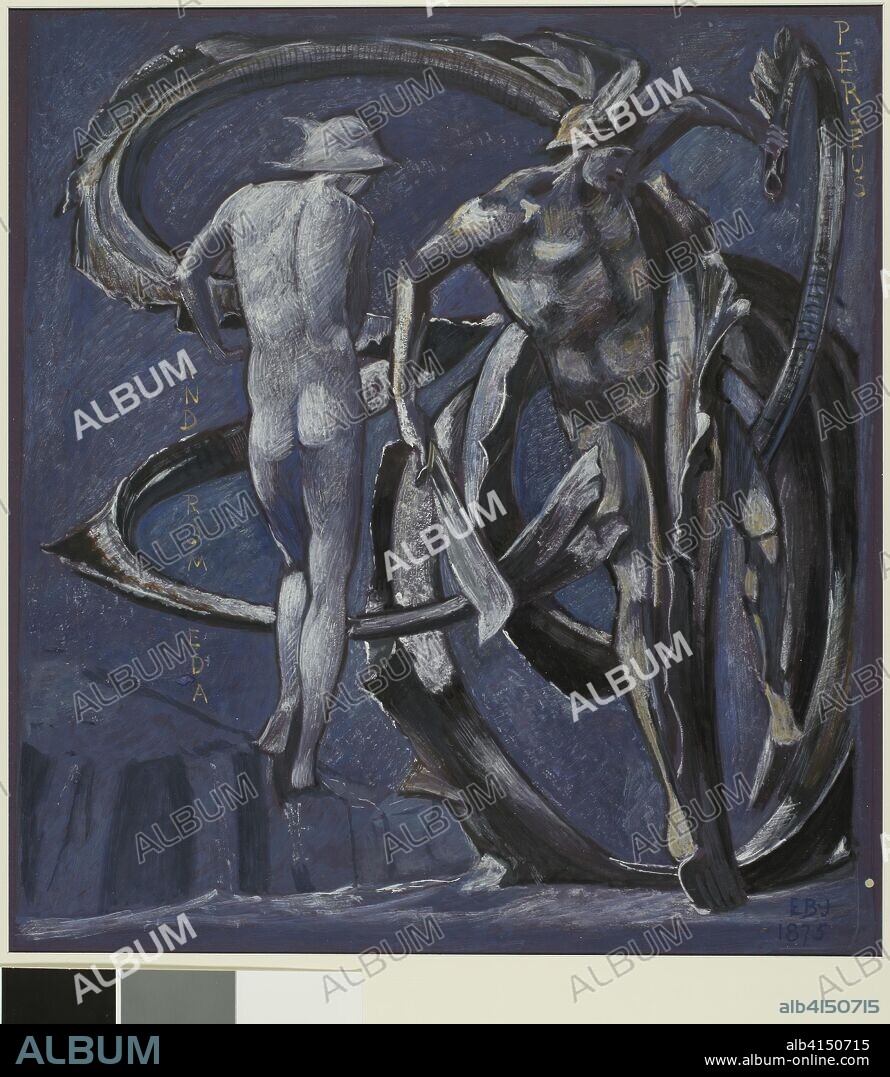 Perseus and Andromeda, study for The Doom Fulfilled. Sir Edward Burne-Jones; English, 1833-1898. Date: 1875. Dimensions: 330 × 303 mm. Gouache with gold paint on board. Origin: England.