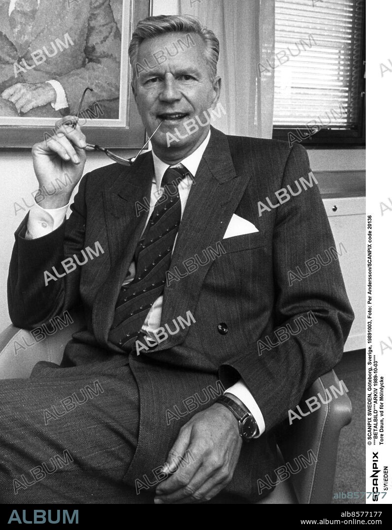 © SCANPIX SWEDEN, Göteborg, Sverige, 19891003, Foto: Per Andersson/SCANPIX code 20136. ***BETALBILD***ARKIV 1989-10-03***. Tore Daun, vd för Mölnlycke.