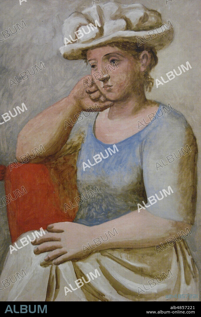 PABLO PICASSO. Pablo Ruiz Picasso (1881-1973). Pintor español. Mujer con Sombrero Blanco,1921. Oleo sobre lienzo (118 x 91 cm). Museo de La Orangerie. París. Francia.