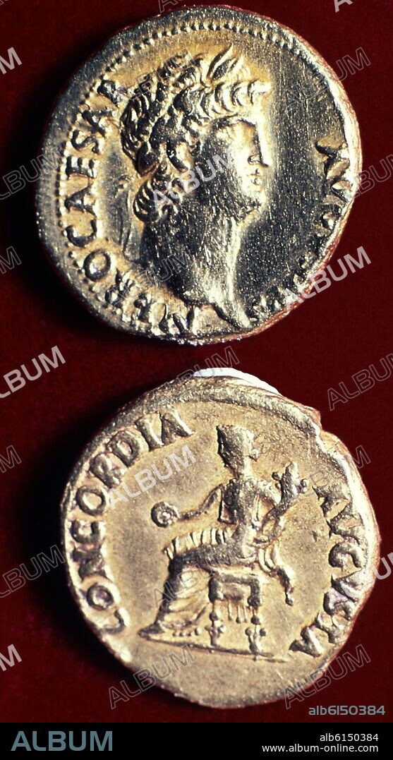 MONEDA DE ORO ROMANA DEL AÑO 63 CON EFIGIE DE NERON.