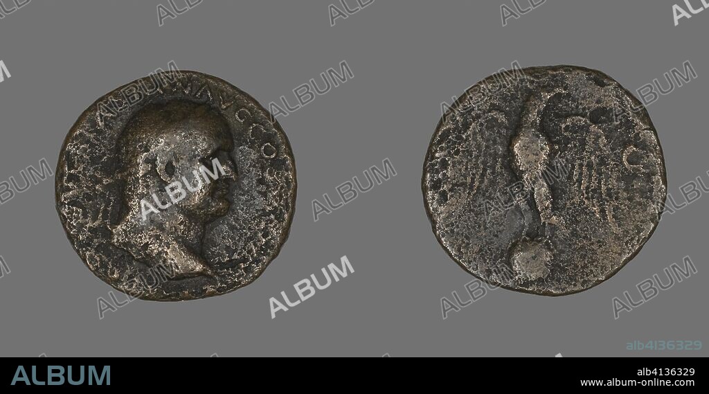 ANCIENT ROMAN. Coin Portraying Emperor Vespasian. Roman. Date: 69 AD-79 AD. Dimensions: Diam. 2.8 cm; 8.74 g. Bronze. Origin: Roman Empire.