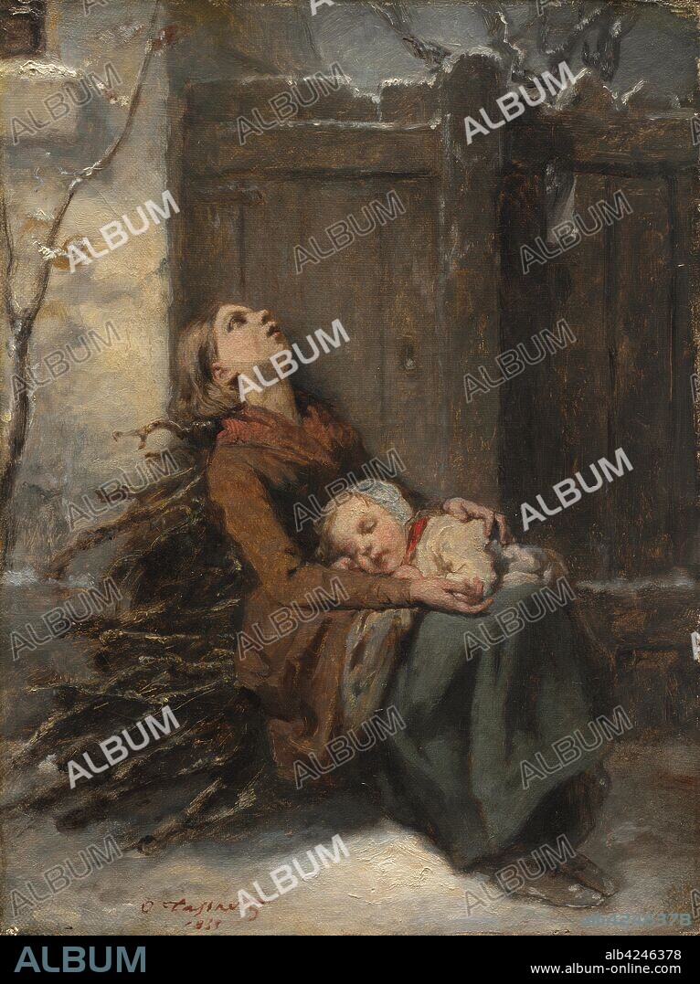 Destitute Dead Mother holding her sleeping Child in Winter, c. 1850. Octave Tassaert (French, 1800-1874). Oil on canvas; framed: 33 x 25 cm (13 x 9 13/16 in.).