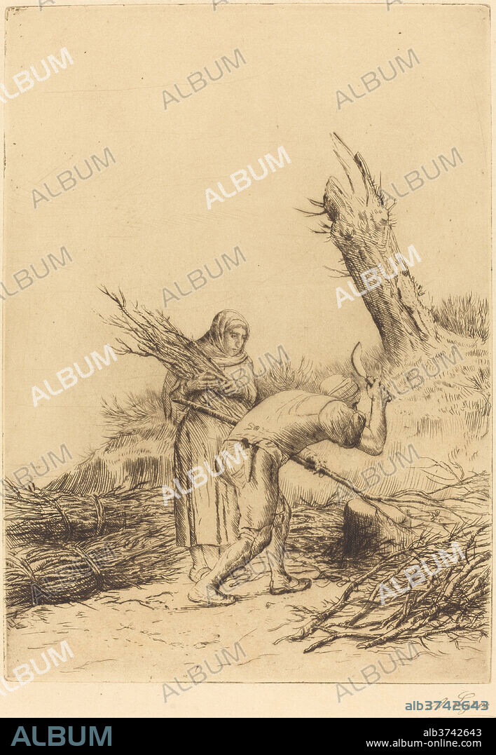 ALPHONSE LEGROS. Fagot-makers (Les faiseurs de fagots). Medium: etching and drypoint.