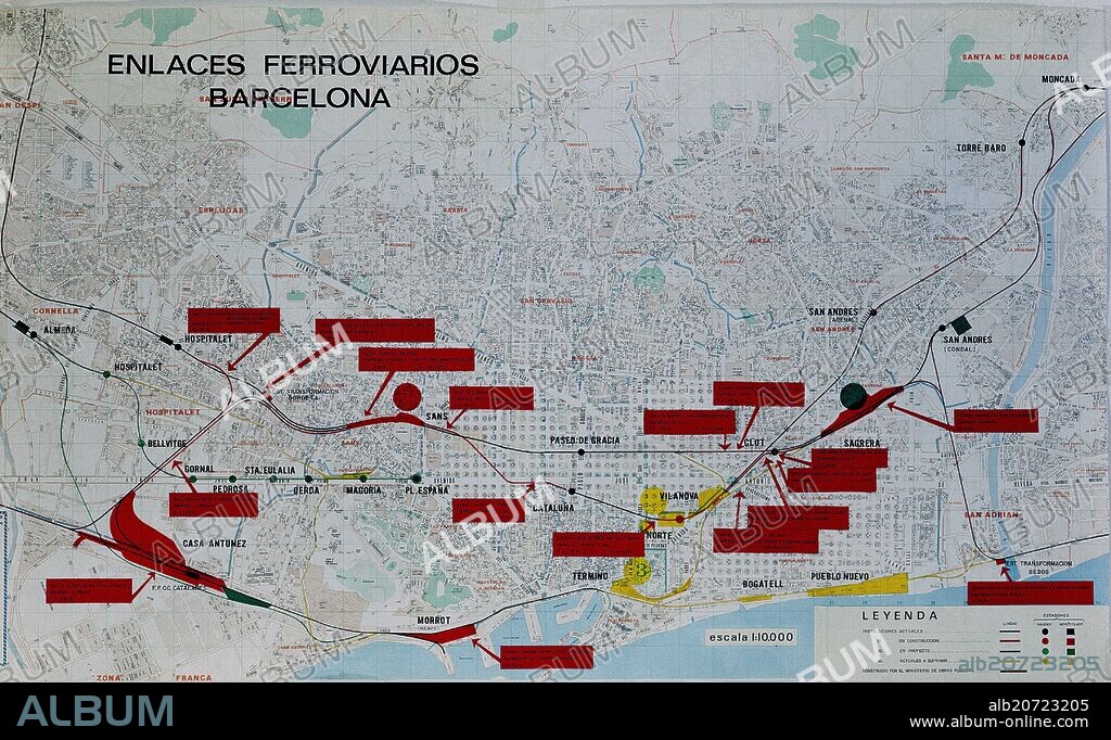 MAPA DE ENLACES FERROVIARIOS DE BARCELONA.