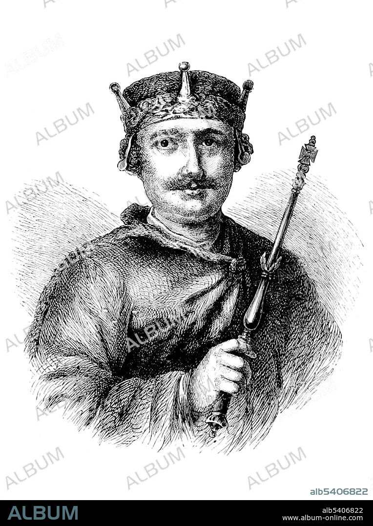 William II (1056 - August 2, 1100), the third son of William the Conqueror, was a King of England (1087-1100). William is commonly known as William Rufus, perhaps because of his ruddy appearance or due to having red hair as a child. William did not marry, nor did he father any offspring, which has led to speculations of possible homosexuality by historians. He died after being struck by an arrow while hunting, under circumstances that remain unclear. Circumstantial evidence in the behavior of those around him raises strong, but unproven, suspicions of murder. Cassell's Illustrated History of England, 1865 (cropped and cleaned).