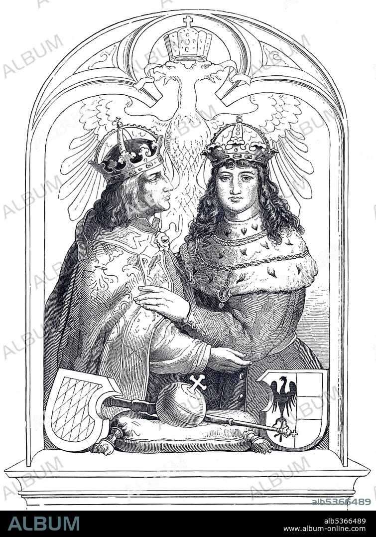 Louis IV the Bavarian, 1281 - 1347, historical illustration from Bildnisse der Deutschen Koenige und Kaiser, Portraits of German Kings and Emperors, by Professor Heinrich Schneider, Verlag Friedrich Andreas Perthes, Gotha, 1889