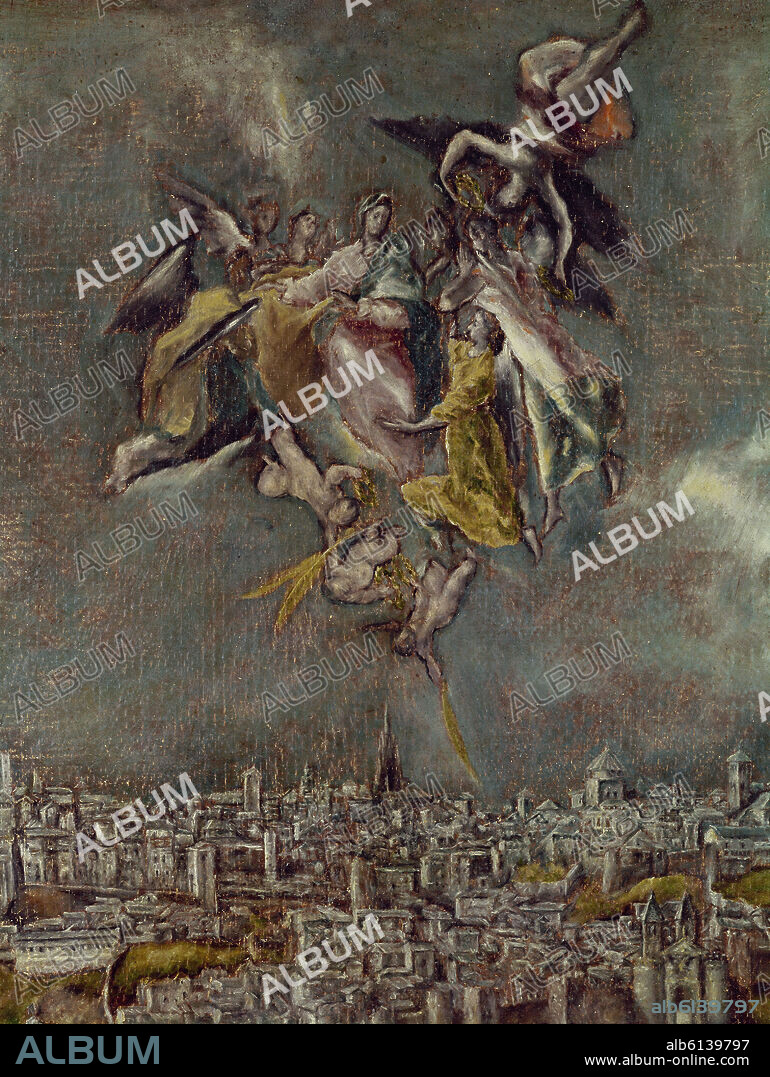 EL GRECO. VISTA Y PLANO DE TOLEDO - DET DE LA VIRGEN MARIA CON LA CASULLA DE SAN ILDEFONSO - 1608/1614 - RENACIMIENTO ESPAÑOL/MANIERISMO ESPAÑOL- Conj 313.