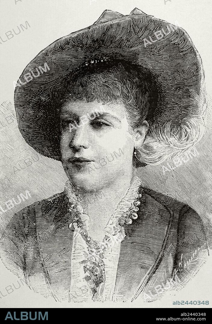 Rosa Mauri (1849/1950-1923). Bailarina española. Primera bailarina de la Ballet de la Opera de París desde 1878. Retrato. Grabado por A. Carretero. "La Ilustración Española y Americana", 1880.