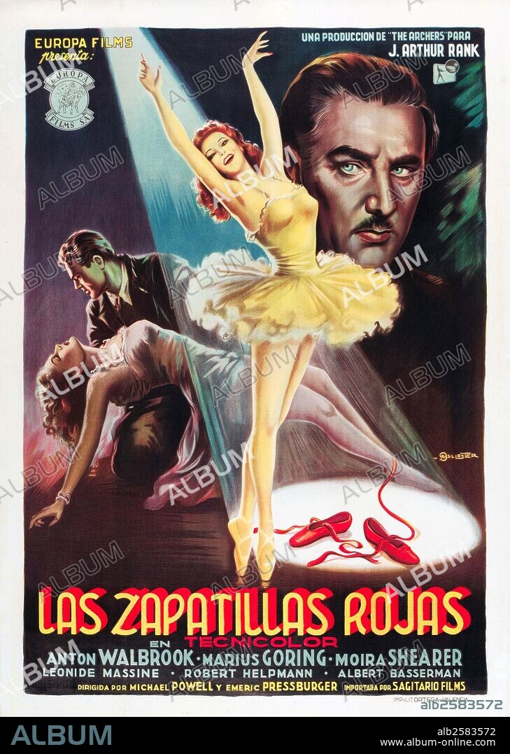 Poster de LAS ZAPATILLAS ROJAS, 1948 (THE RED SHOES), dirigida por EMERIC PRESSBURGER. Copyright RANK.