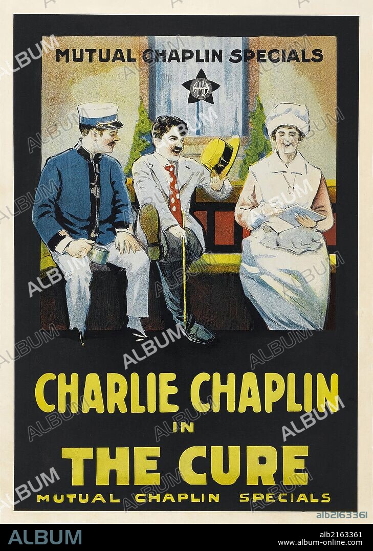 CHARLIE CHAPLIN in THE CURE, 1917, directed by CHARLES CHAPLIN. Copyright MUTUAL FILM COMPANY.