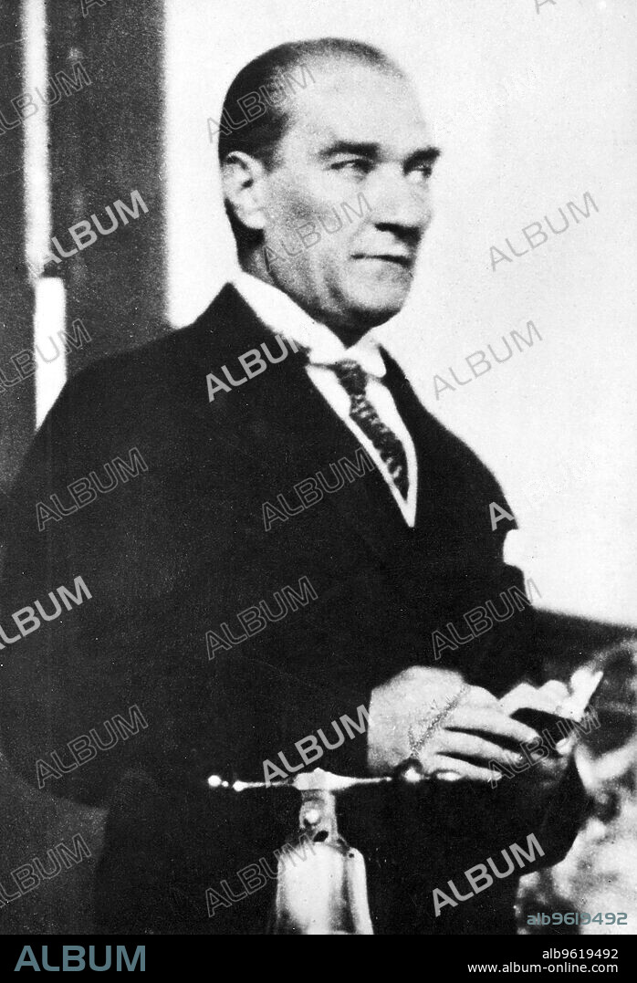 Mustafa Kemal Ataturk (1881-1938), Turkish statesman. Ataturk was leader of the Turkish nationalist movement from 1909. He was responsible for the modernisation of Turkey as a secular Islamic state, and was President of Turkey from 1923 to 1938.