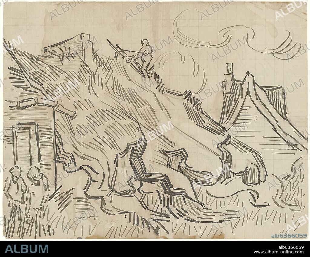 CASAS CON TEJADO DE PAJA - DIBUJO DE UNA CARTA DE VINCENT VAN GOGH A SU HERMANO THEO - AUVERS-SUR-OISE, 24 DE JULIO DE 1890 - CARTA 908 (651): P7.