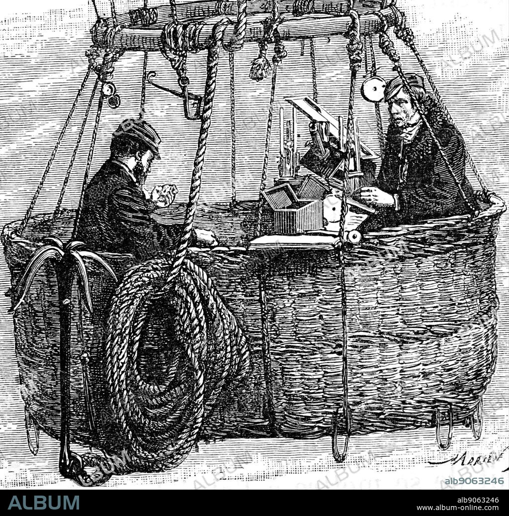James Glaisher (1809 1903) English meteorologist, aeronaut and astronomer making observations in a balloon 1874.