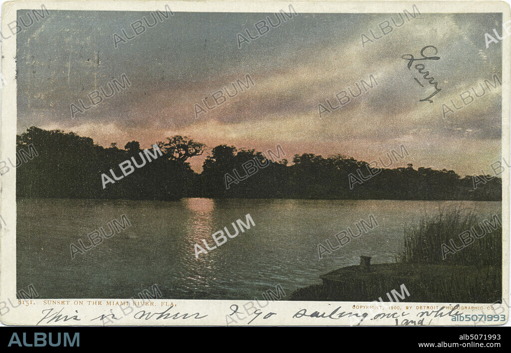 Sunset on Miami River (on Moonlight), Florida., still image, Postcards, 1898 - 1931.