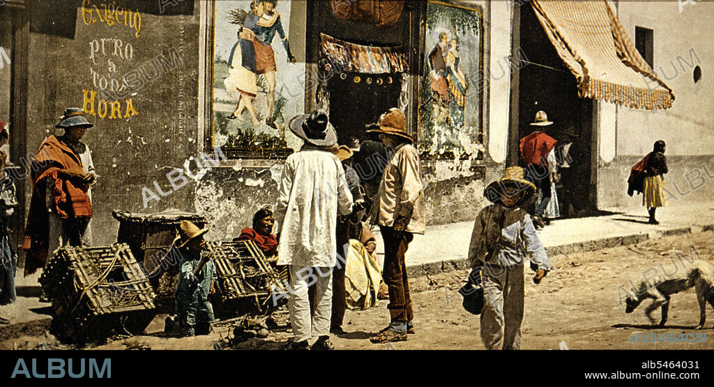 Mexico, a pulque shop, Tacubaya ca. 1884-1900.