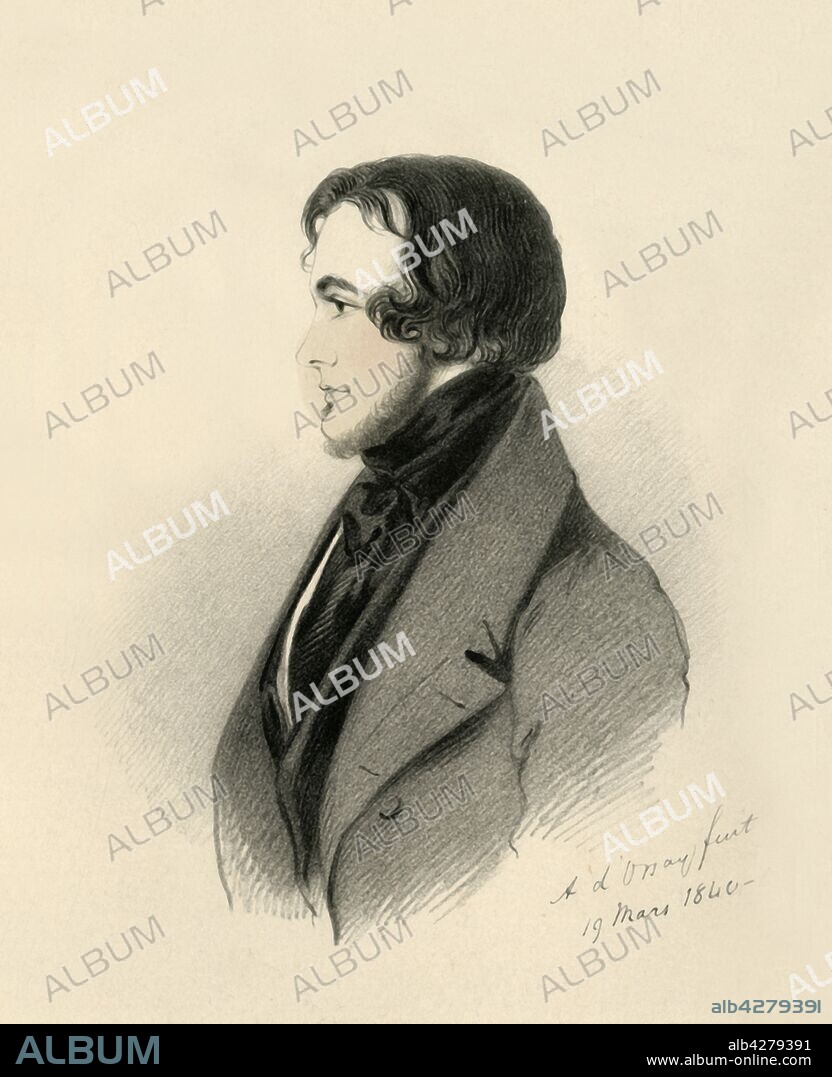 RICHARD JAMES LANE. 'Viscount Fitzharris', 1840. Portrait of British politician James Howard Harris, 3rd Earl of Malmesbury (1807-1889). From "Portraits by Count D'Orsay", an album assembled by Lady Georgiana Codrington. [1850s].