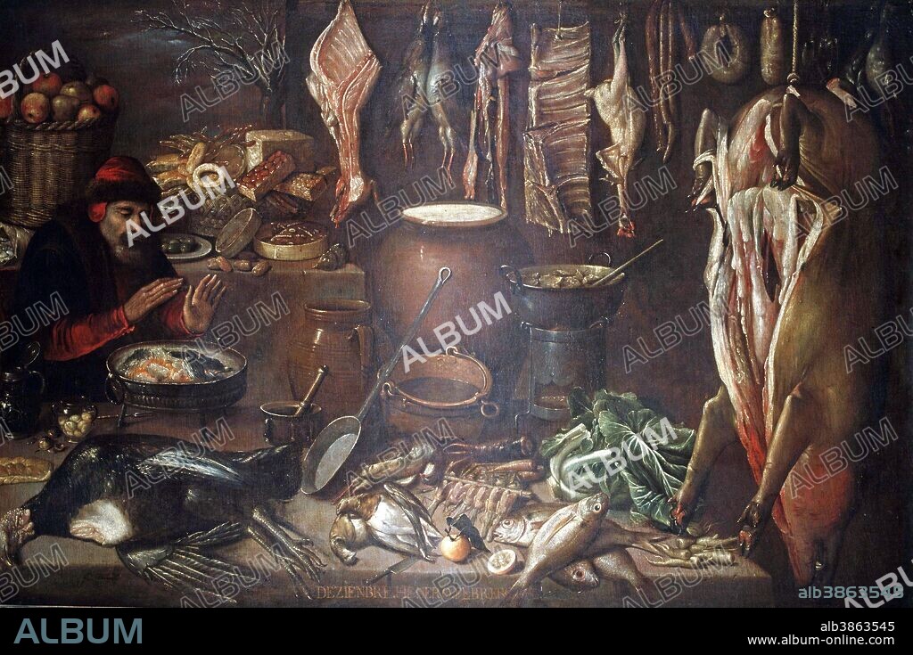 BARRERA , FRANCISCO PINTOR ESPAÑOL. ACTIVO EN SEVILLA 1635 - 1645. " EL INVIERNO" , AÑO 1638. COLECCION PARTICULAR . SEVILLA.