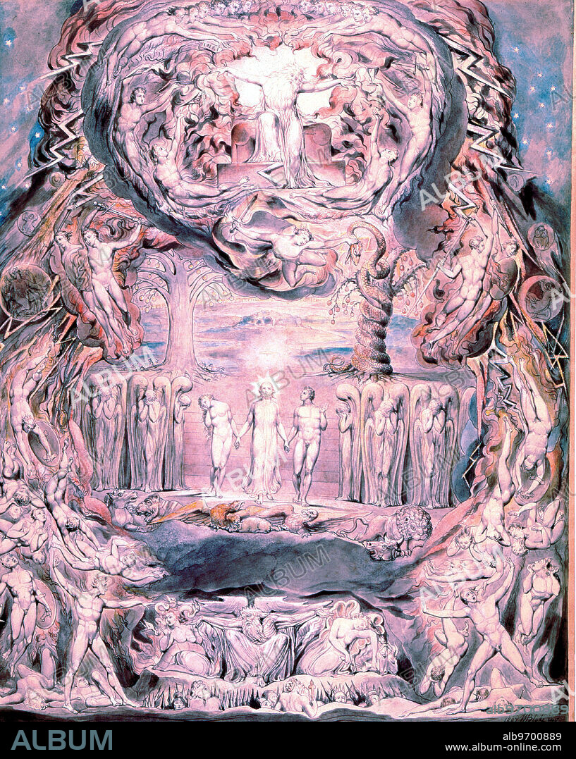 The Fall of Man by William Blake - in the V&A Museum, London. British Romantic Writer and Painter and Illustrator. William Blake (November 28, 1757 - August 12, 1827) was an English poet, painter and printmaker. Though largely unrecognised during his lifetime, today Blake's work is almost universally considered that of a genius. ©TopFoto.