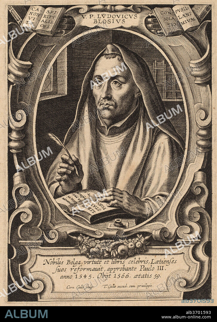 CORNELIS GALLE I. Louis de Blois. Dimensions: plate: 15.1 x 10.5 cm (5 15/16 x 4 1/8 in.)  sheet: 23.3 x 15.1 cm (9 3/16 x 5 15/16 in.). Medium: engraving on laid paper.