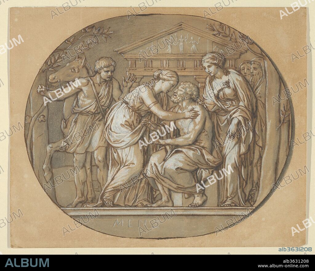 Oedipus before the Temple of the Furies between his Daughters Antigone and Ismene. Artist: Anton Raphael Mengs (German, Ústi nad Labem (Aussig) 1728-1779 Rome). Dimensions: Sheet: 7 1/2 × 8 3/4 in. (19 × 22.3 cm). Date: ca. 1760-61.