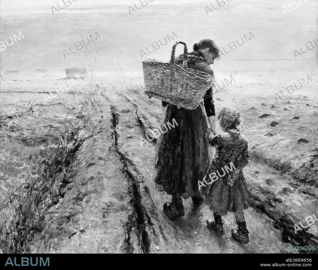 Going Home. Artist: Fritz von Uhde (German, Wolkenburg 1848-1911 Munich). Dimensions: 30 7/8 x 39 1/4 in. (78.4 x 99.7 cm). Date: ca. 1889.