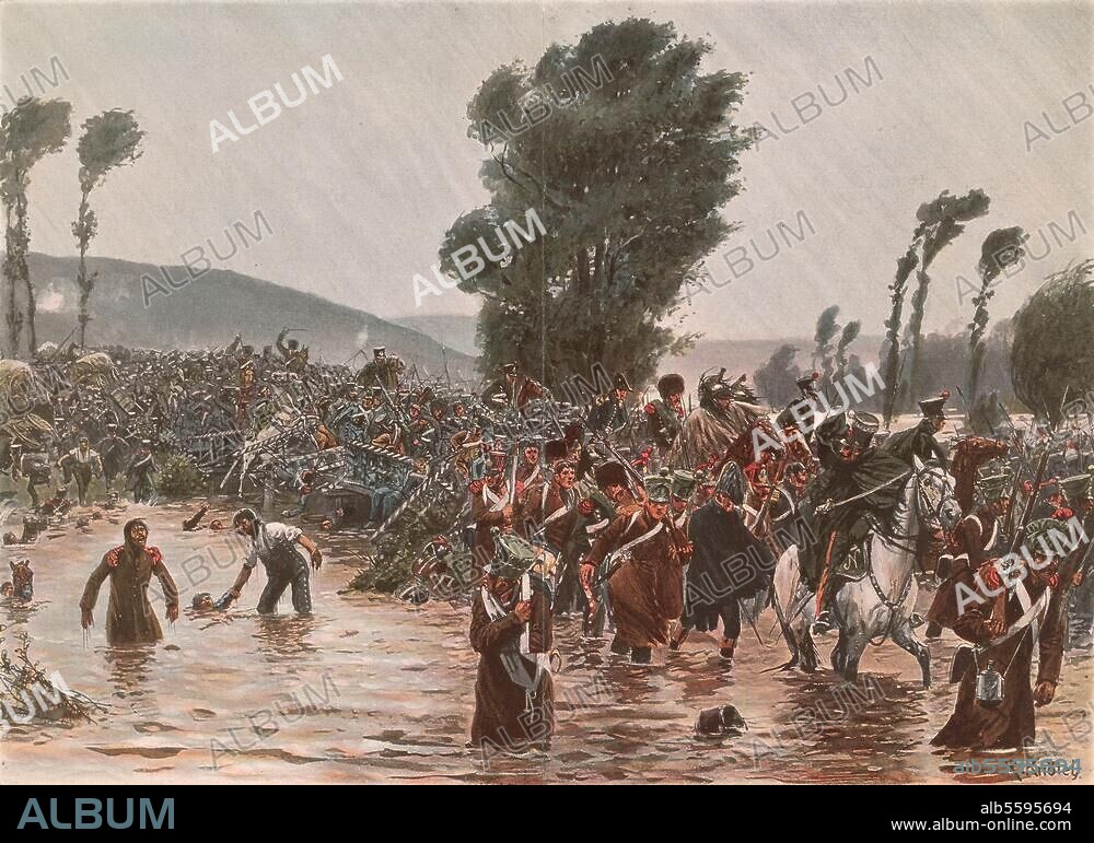 ANONYM. Befreiungskriege 1813-15:. Schlacht an der Katzbach, 26. August. 1813. "Schlacht an der Katzbach". (Sieg Blüchers und Gneisenaus über Macdonald, Marschall Napoleons). Unbez. Holzstich, um 1880.