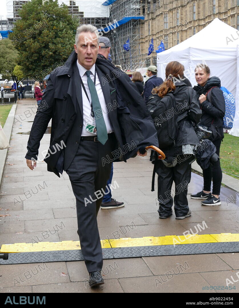 Ian Paisley Jr, arrives for media interviews after returning to parliament after the prorogation was annulled by the Supreme Court. 25th September 2019. Ian Paisley Jr (born 1966) , politician from Northern Ireland. He has served as the Member of Parliament (MP) for North Antrim since the 2010 general election. Paisley, who is a member of the Democratic Unionist Party (DUP), is the son of the DUP's founder Ian Paisley.
