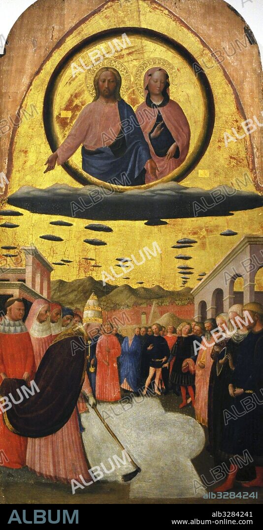 Massolino da Panicale, Tommaso di Cristoforo Fini, called (1383-1440). Italian painter. Foundation of the Church of Santa Maria Maggiore in Rome, 1423-1428. Tempera on gold on panel. Farnese Collection. National Museum of Capodimonte. Naples. Italy.